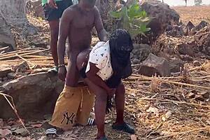 we hiked from river to mountain peak for ebony threesome doggystyle quickie