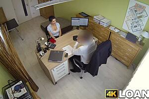 busty brunette office hidden cam big dick loan agent hardcore anal missionary pov