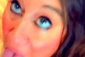 Gorgeous wife Sarah teases then deepthroats thick cock for pretty mouthful cum.