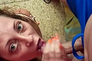 Deleted scene: homemade video shows ebony babe fond of deep throat and swallowing sperm