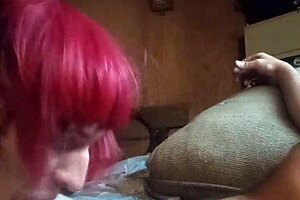 Straight Guy getting nice blowjob from big cocked tranny