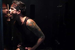 gloryhole video with gaypornstar's big cock gets sucked